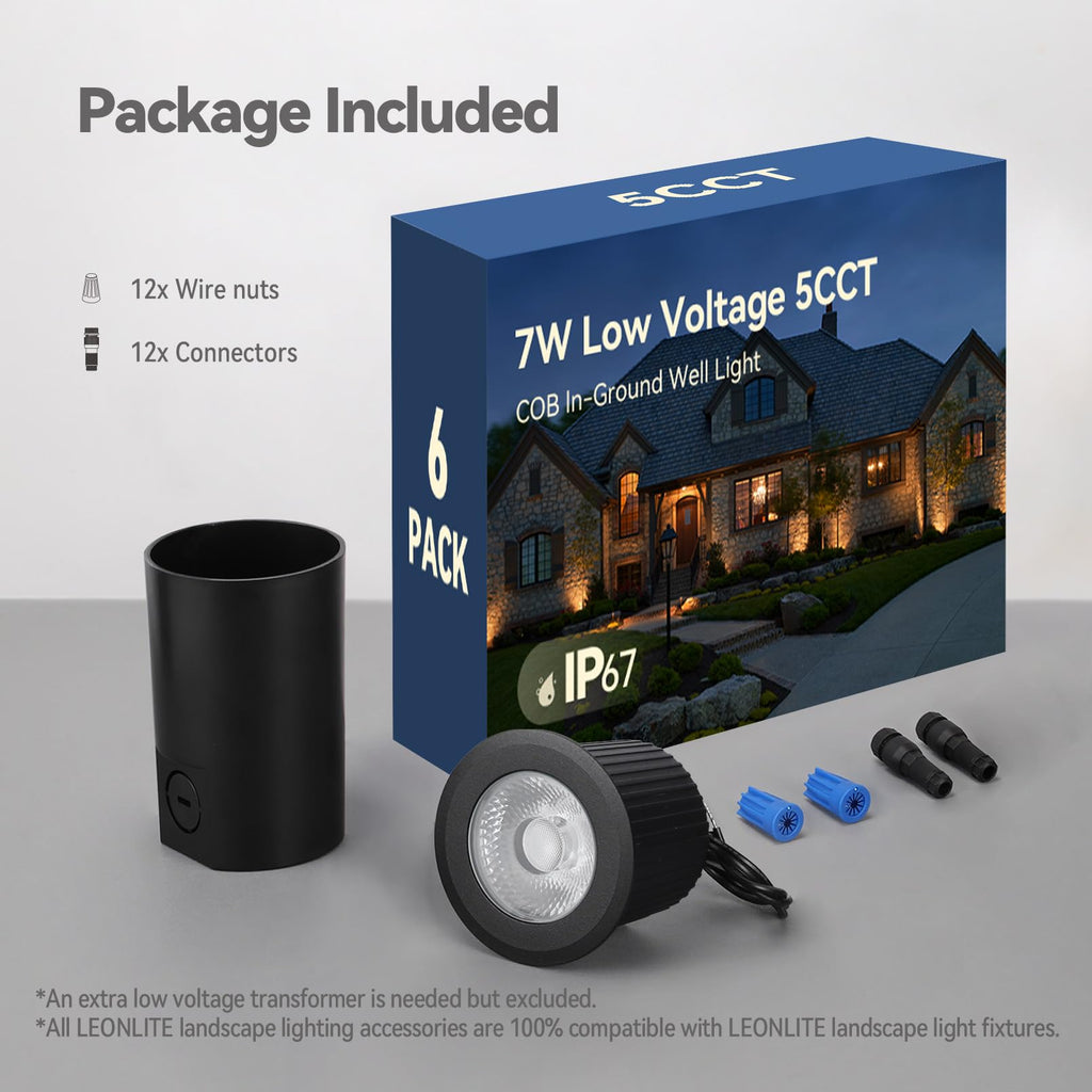 7W 5CCT Well Lights In Ground Outdoor, Black