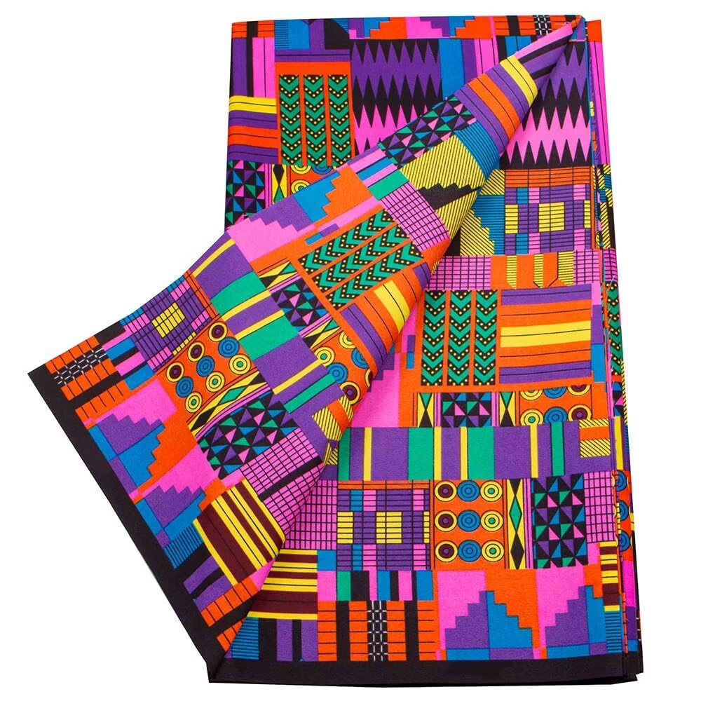 African Print Fabric 3 Yards Ankara Polyester Kente Cloth for Handmade Sewing Dress 6518