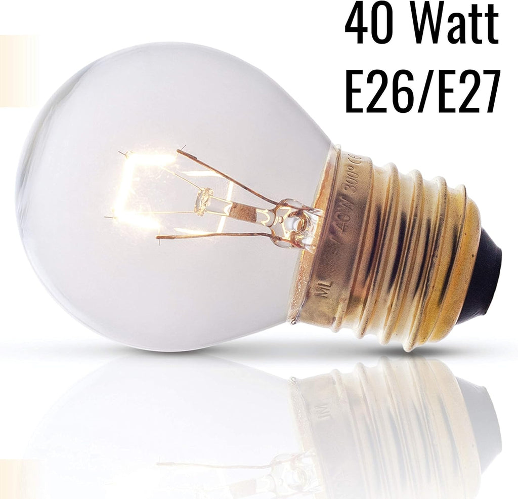 Oven Light Bulb - 40 Watt Appliance Replacement Bulbs for Oven, Stove, Refrigerator, Microwave. Incandescent - High