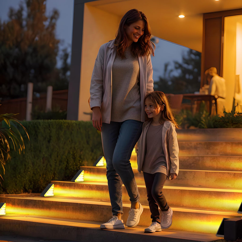 Solar Stair Lights, 12 Pack Warm White Step Lights Outdoor Waterproof