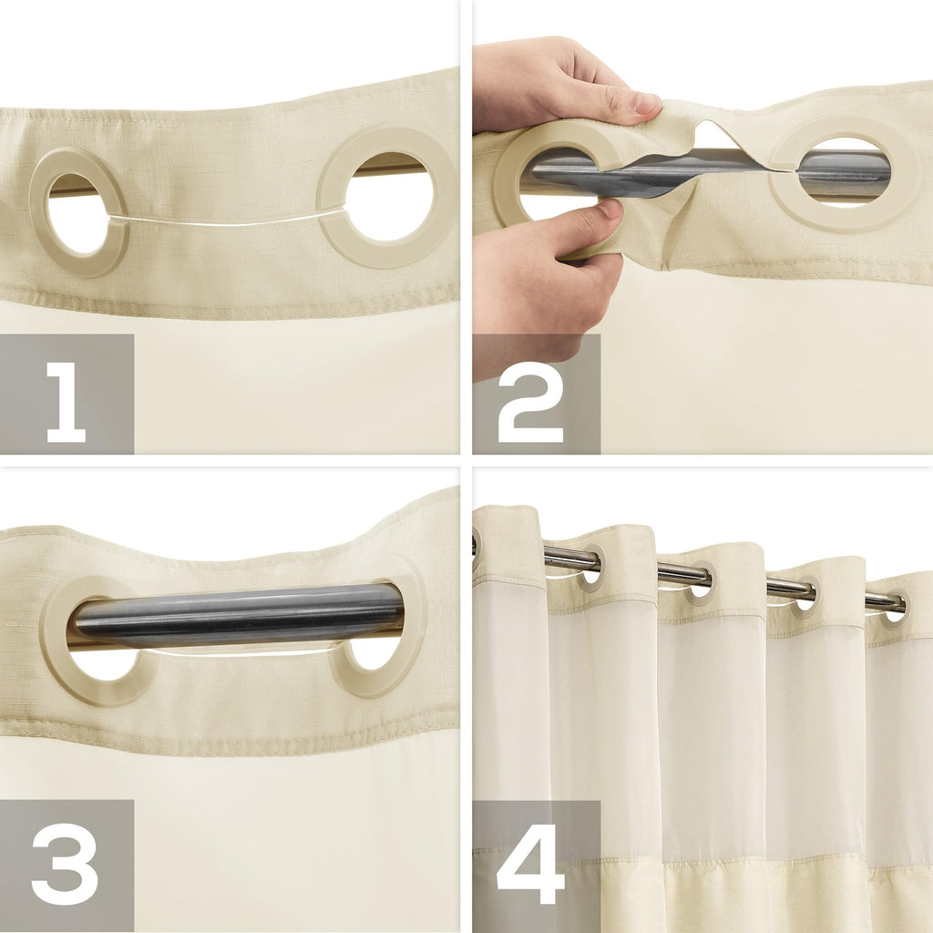 No Hook with Snap-in Liner Set, Linen, 71x74