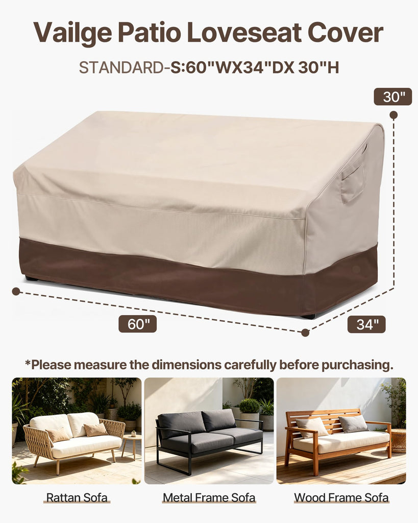 Patio Loveseat Cover 2-Seater & Outdoor Sofa Couch Cover Waterproof