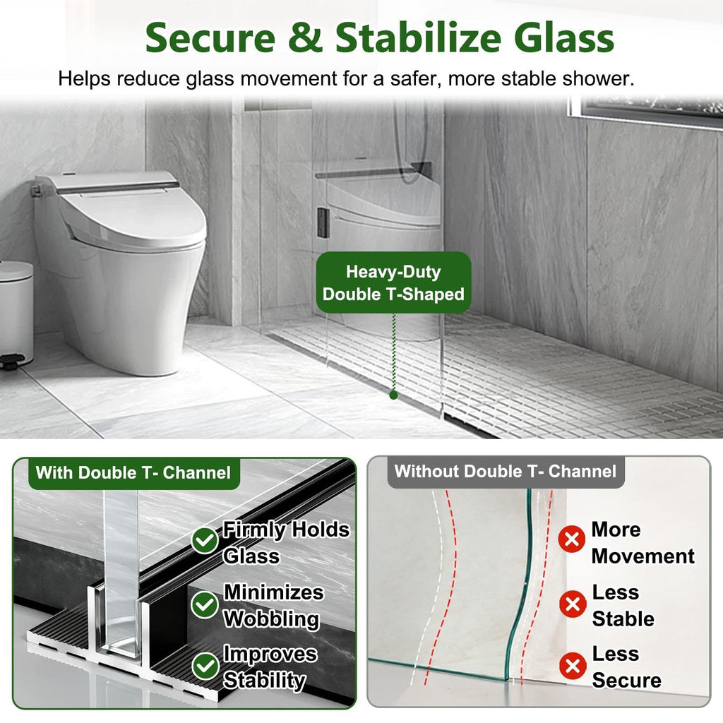F/T Shape Glass Railing Base Rail Channel Black, Aluminum U Channel Profile