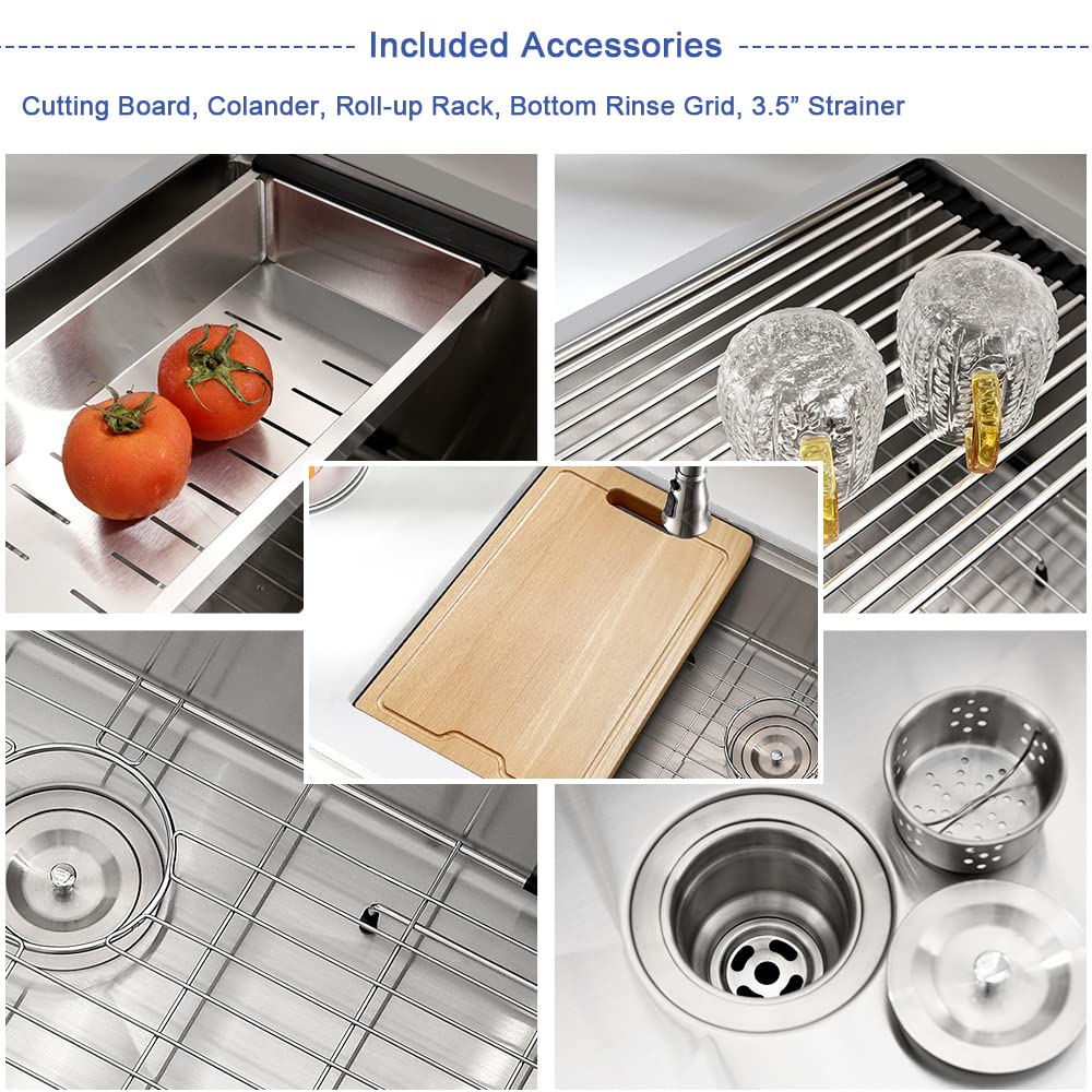 25x19 Undermount Workstation Stainless Steel Sink