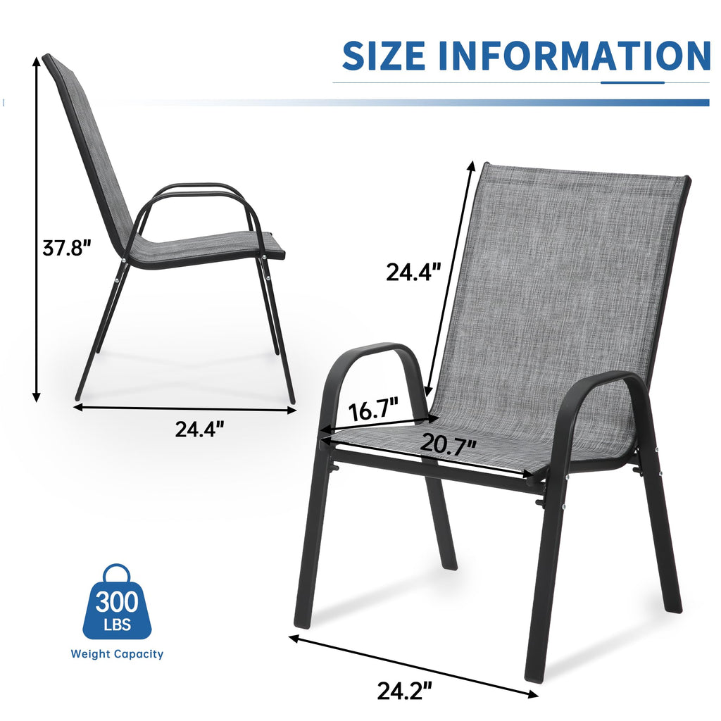 Patio Chairs Set of 6, Outdoor Stackable Dining Chairs