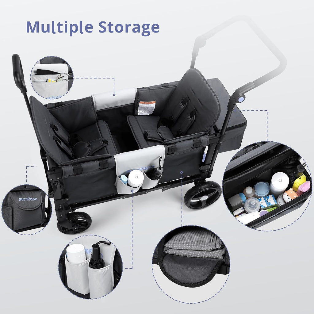 Kid Wagon Stroller, Foldable Baby Wagon with Removable Canopy