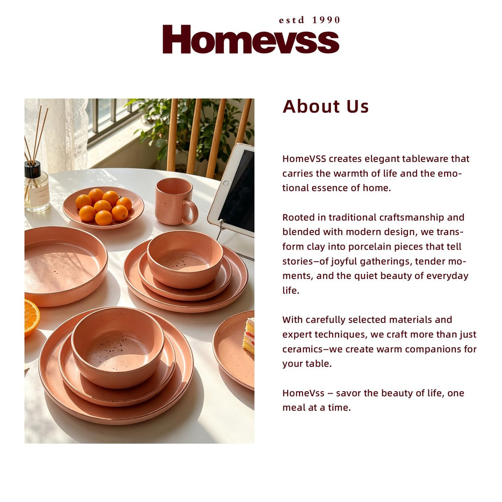 20-Piece Dinnerware Set - Serves 4, Matte Rose Glaze plates and bowls sets with Speckle Effect for Microwave &