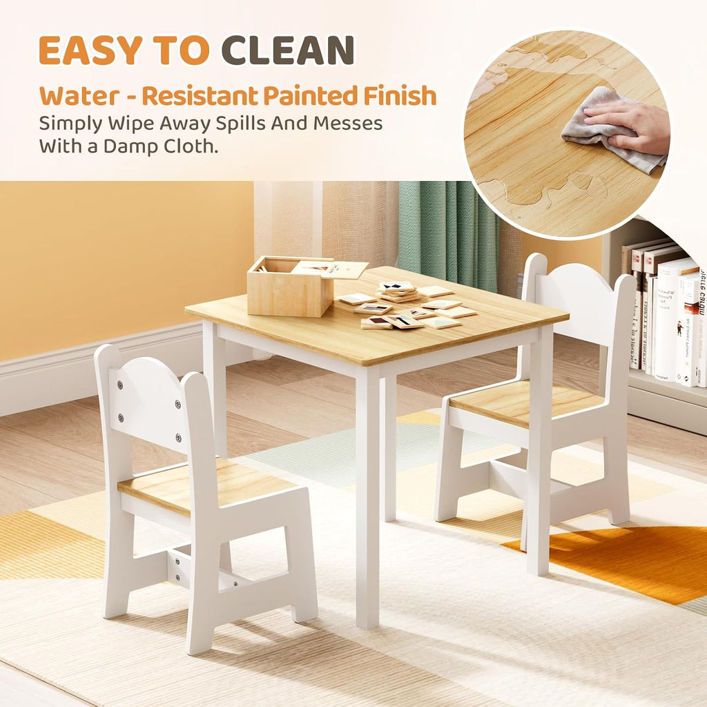 Kids Table and Chairs, Toddler Table and Chair Set for Ages 1-3, Wooden Activity Table with Chairs, Perfect for Arts