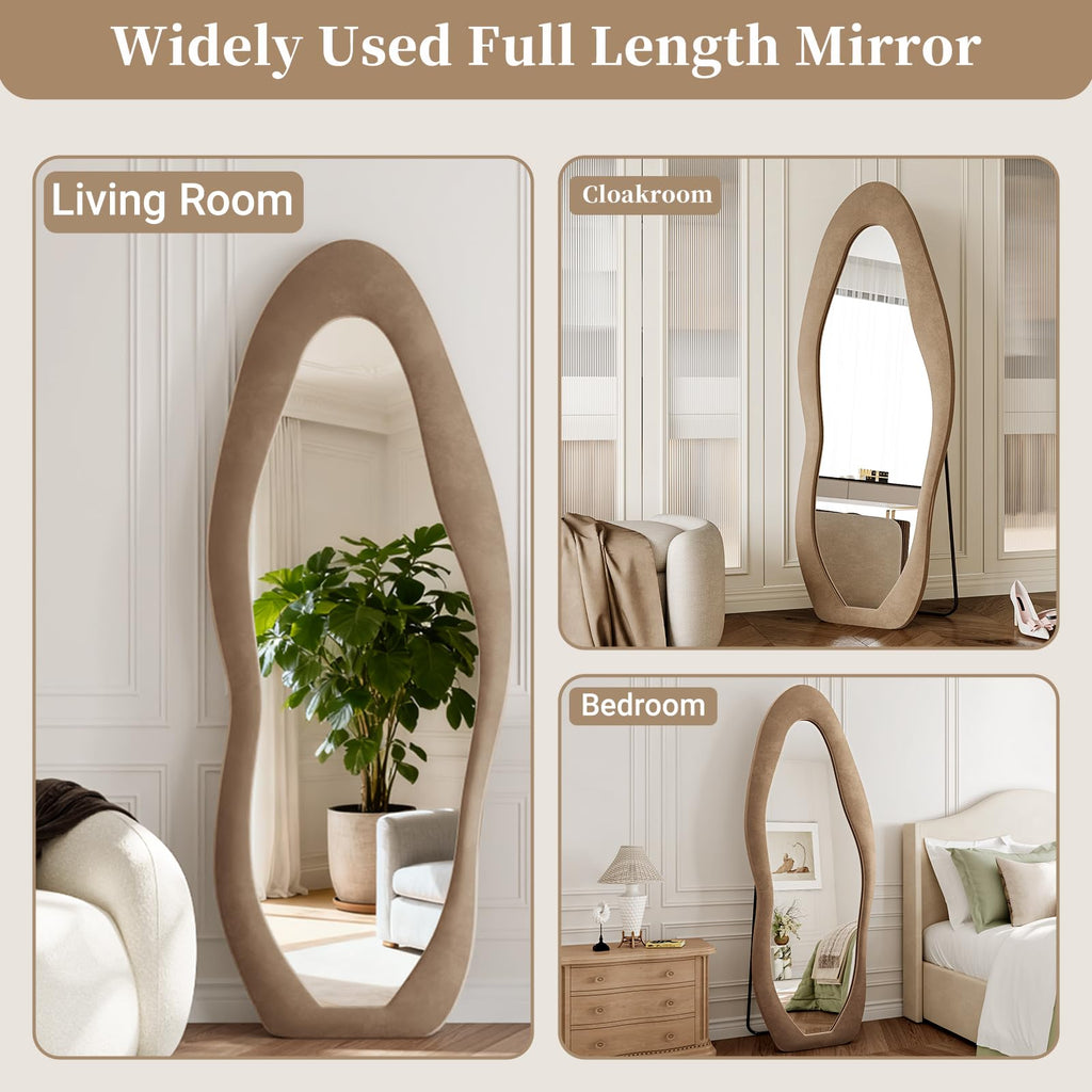 Full Length Mirror, 71"x30" Wavy Full Body Mirror Flannel