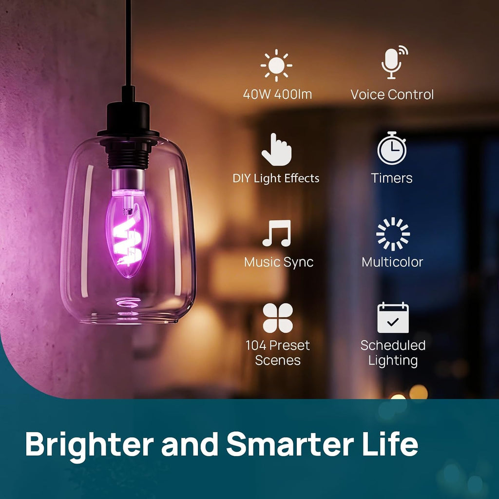 E12 Led Bulb, RGBTW Color Changing Matter Smart Light Bulbs,1 Pack