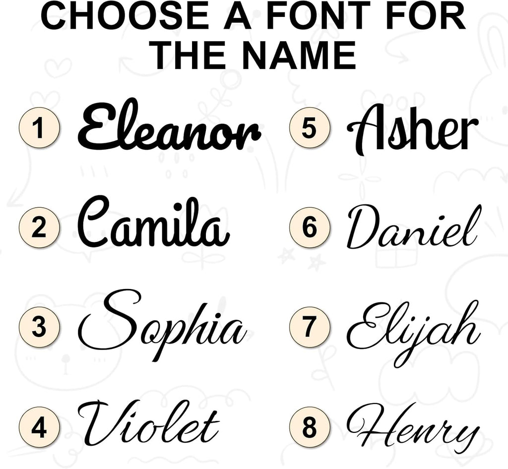 Wood Baby Name Sign - Personalized Nursery Wall Decor, 5 colors, 8 fonts, multiple sizes | Solid wood | Easy tape
