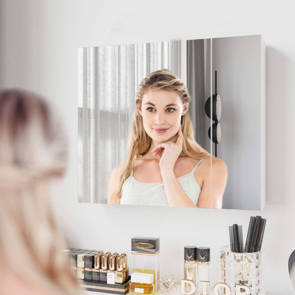 Medicine Cabinet Bathroom Mirror Cabinet with 3 Door 27.6x23.62 Inch Bathroom Wall Cabinet with Mirror Wall Mirror