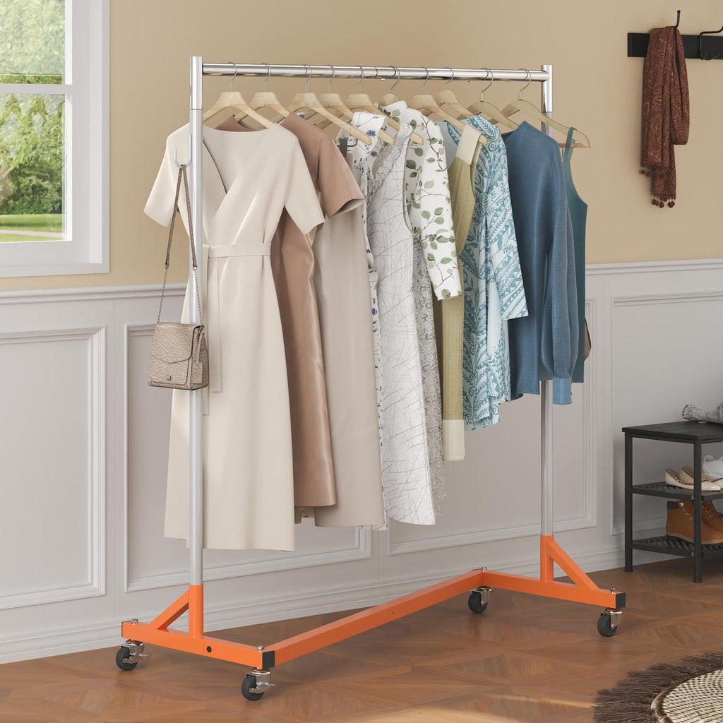 Z Rack Industrial Grade Z Base Garment Rack Rolling Sturdy Steel
