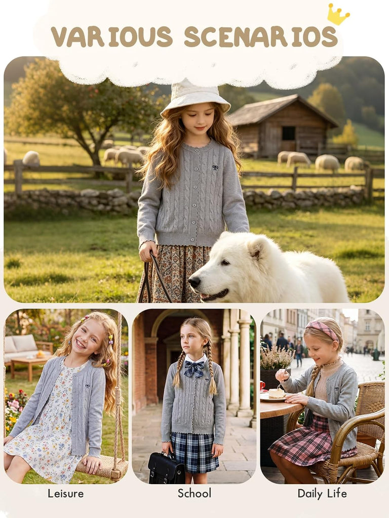 Cardigan Kids Long Sleeve School Uniform Sweater