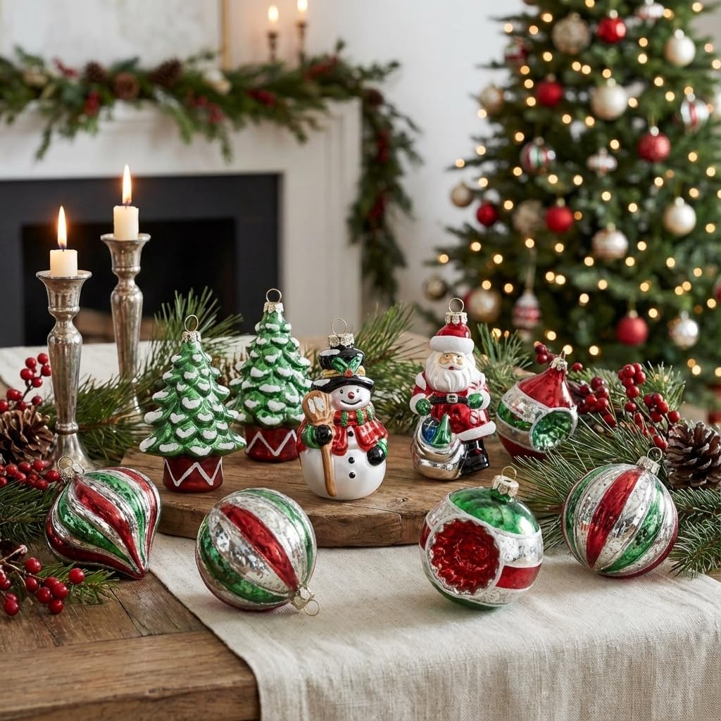 10ct Christmas Glass Ornaments Tree Decorations Set