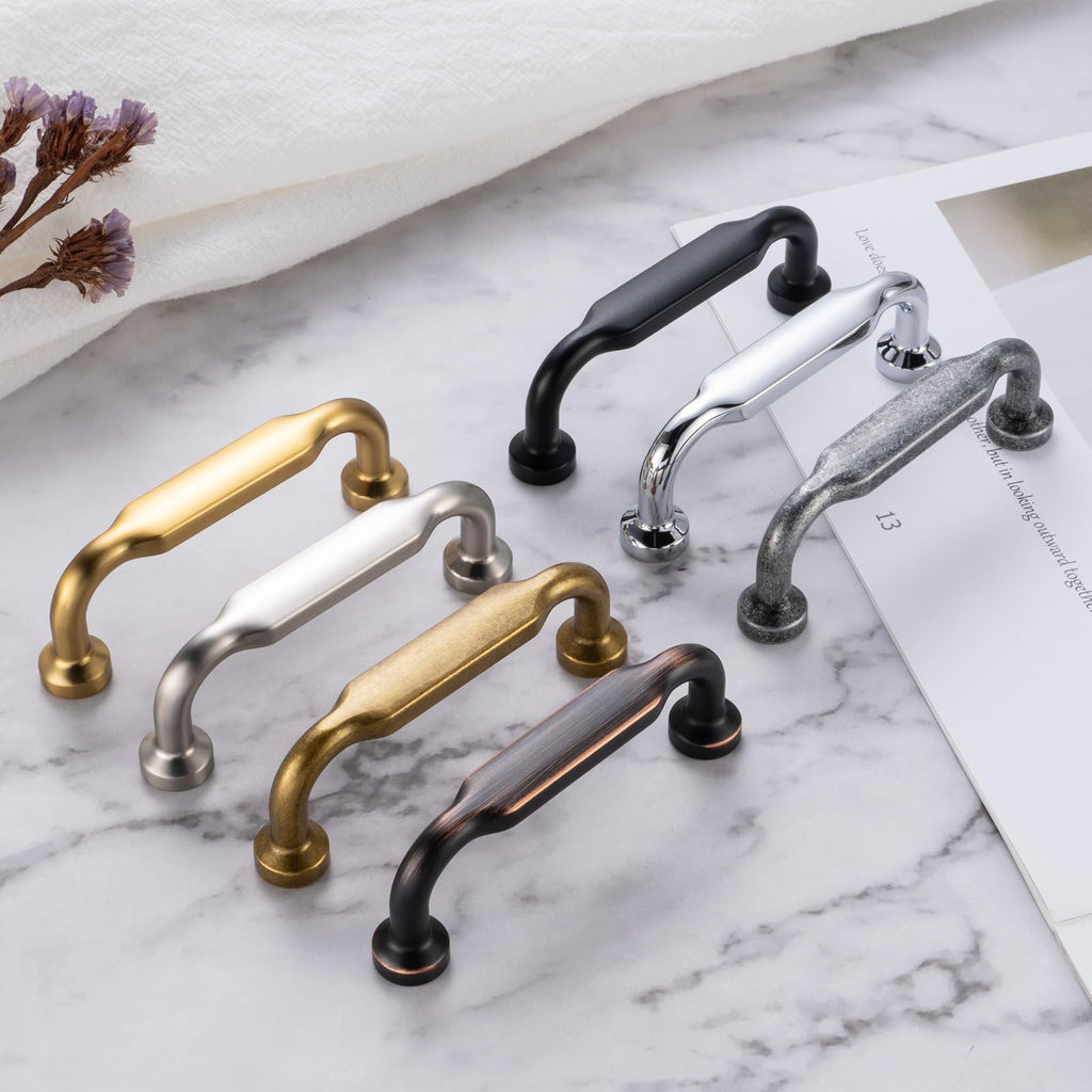 5 Inch Antique Brass Cabinet Pulls 10 Pack, Footed Handles P2302