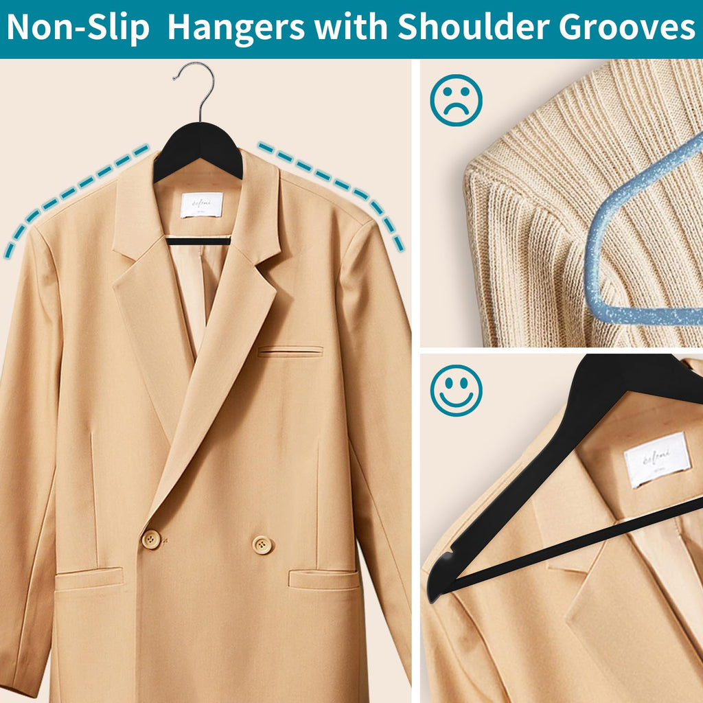 30 Pack Wooden Coat Hangers, 360° Swivel Hook, Suit Hangers with Anti-Slip Notches, Clothes Hangers for Jackets
