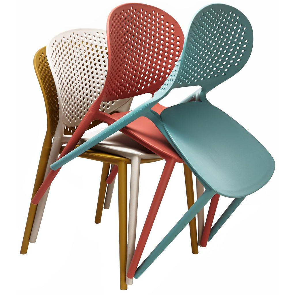 Set of 4 Patio Dining Chairs | Modern Stackable Outdoor Pool Side Chair | Weather Resistant Plastic for Yard, Porch