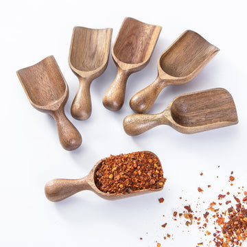 Wooden Scoops for Canisters 6PCS Acacia Wooden Scoop for Jars Mini Measuring Spoons for Ground Coffee Scoops Wood