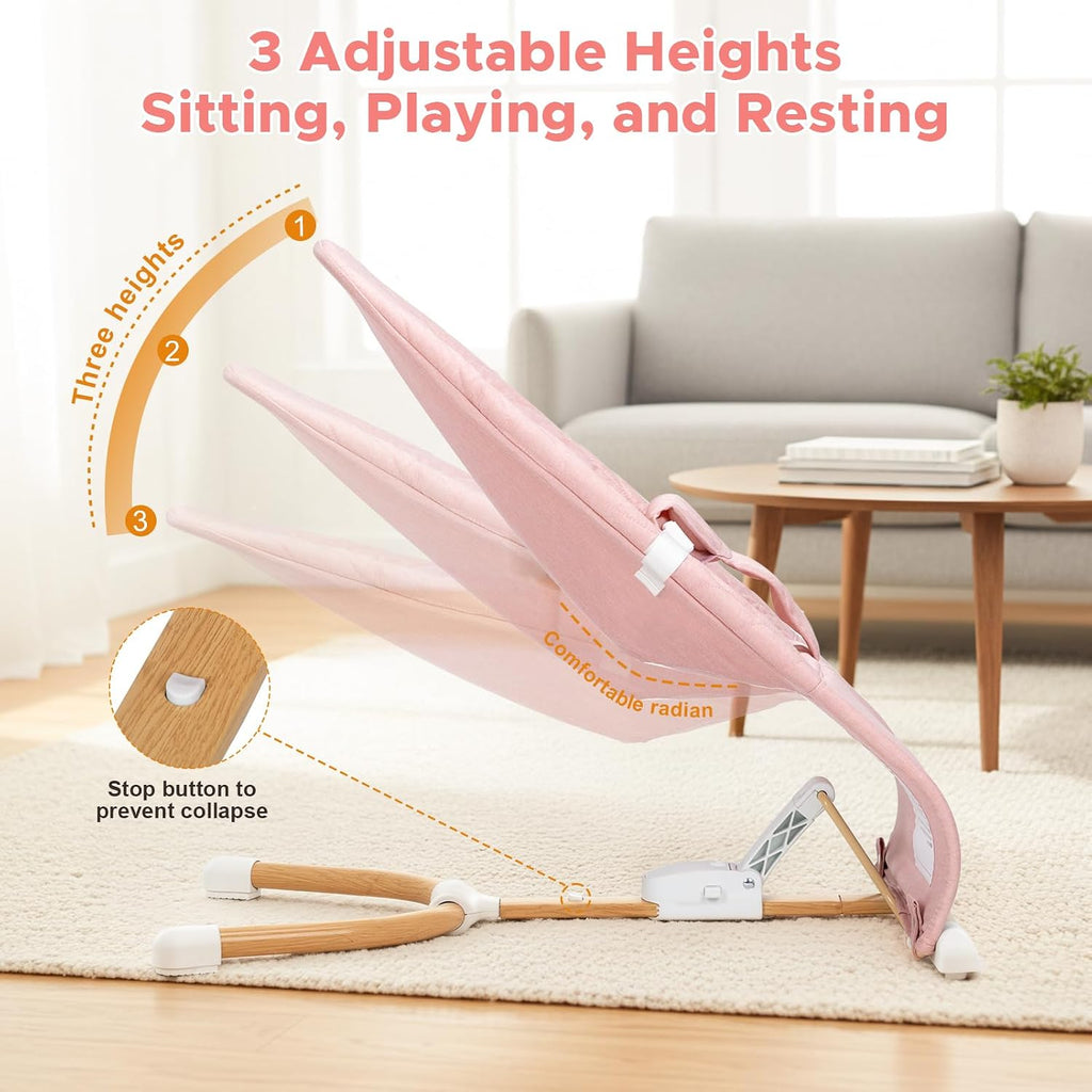 Portable Baby Bouncer, Bouncer Seat for Babies 0-12 Months, 3 Recline Positions, Foldable Baby Rocker Chair