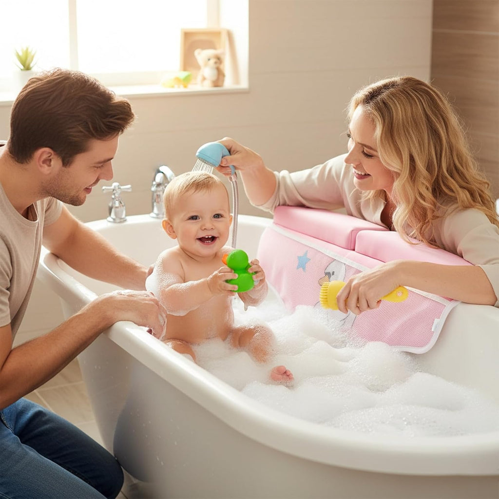 Bath Kneeler and Elbow Rest Pad Set, Bathtub Kneeling Pad with Elbow Support and Storage Pockets, Baby Bath Support