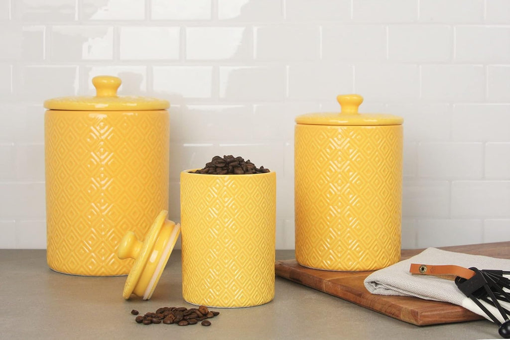 CAN Yell Kitchen Canister Set, Diamond Yellow - Set of 3