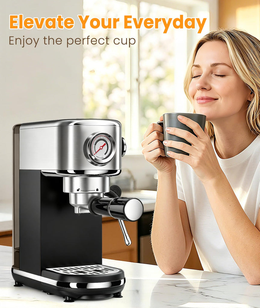 Espresso Machine, Espresso Coffee Machine with Milk Frother, Black