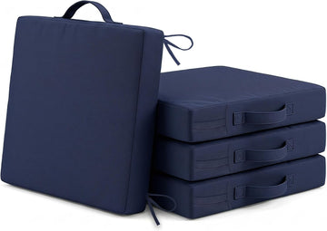 Outdoor Chair Cushions Set of 4, Navy 19"x19"x3" | Patio Chair Cushions, Waterproof Furniture Cushions with Removable