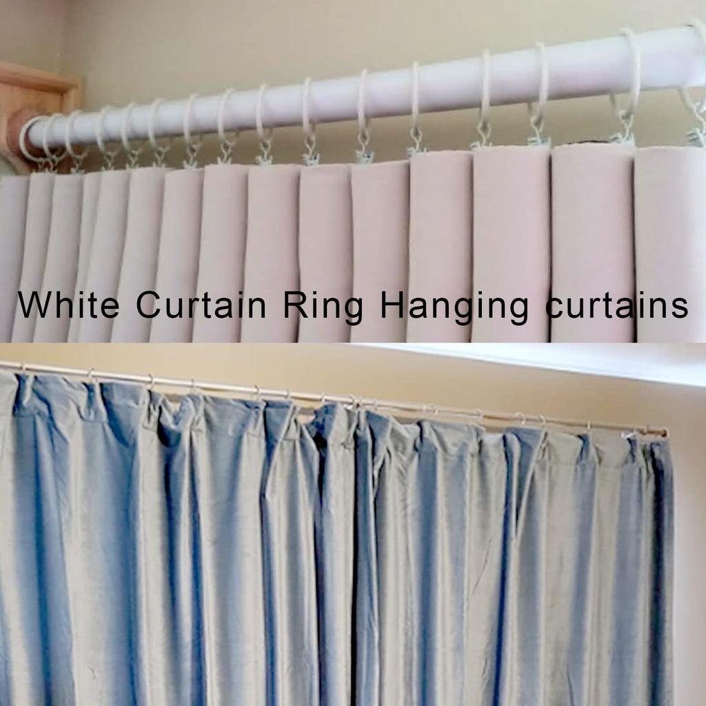 44 Pack Curtain Rings with Clips, 1 in ID, White