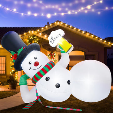 10FT Christmas Inflatables Outdoor Decorations, Blow Up Yard Decorations with LED Lights, Lounging Lying Inflatable