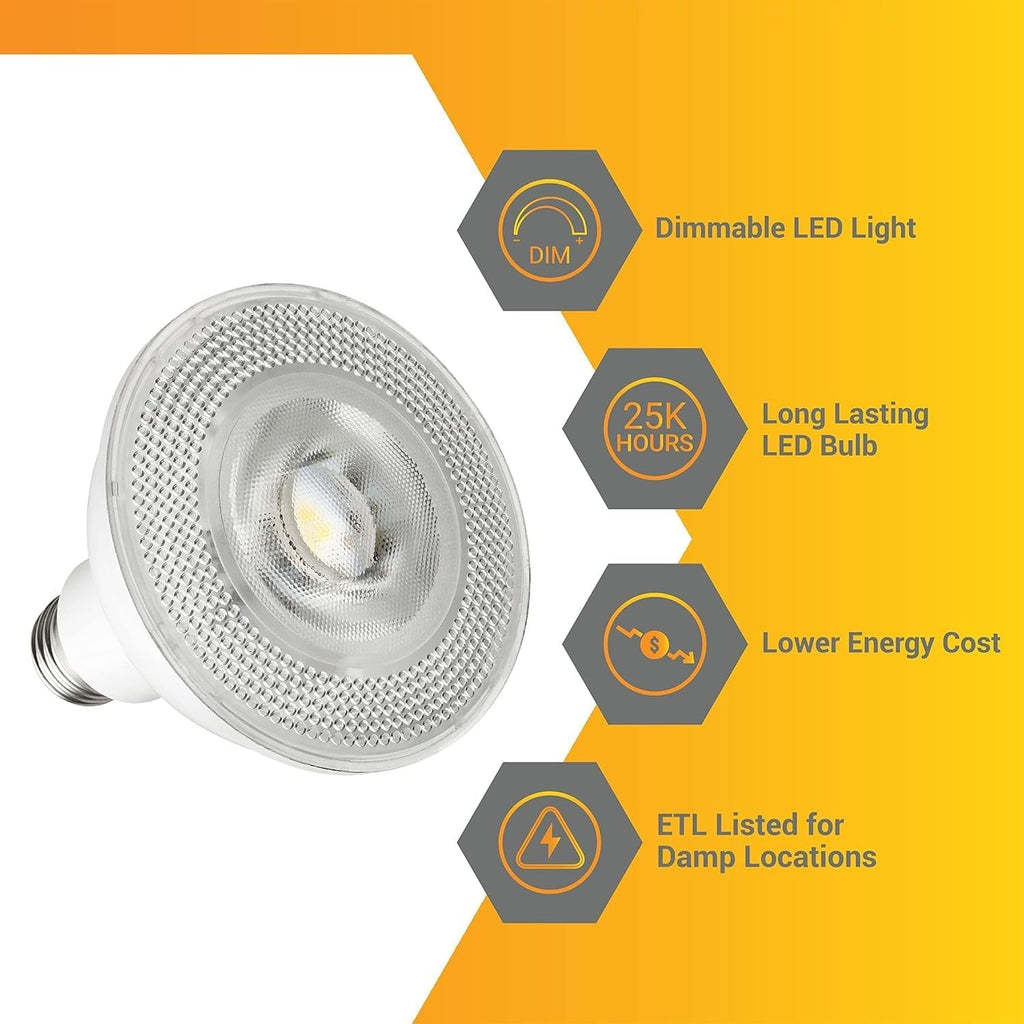 PAR30 LED Bulb Long Neck Flood Light 9W (75W Equivalent) 850 Lumens 2700K Warm White Dimmable E26 Medium Base 35°
