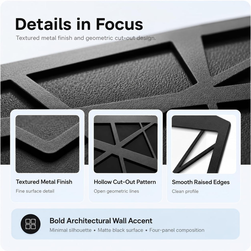 Metal Wall Art Black Abstract,Wall Decor - Set of 4