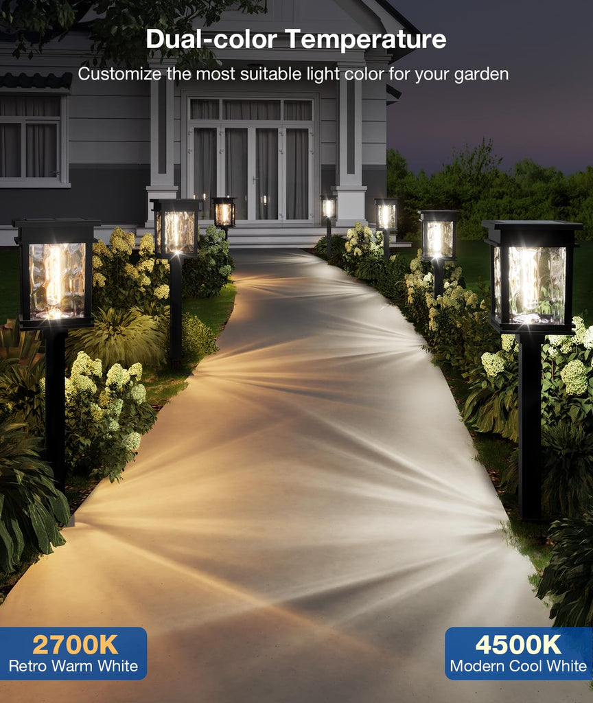 Solar Pathway Lights Outdoor, 6 Pack Solar Powered Garden Lights