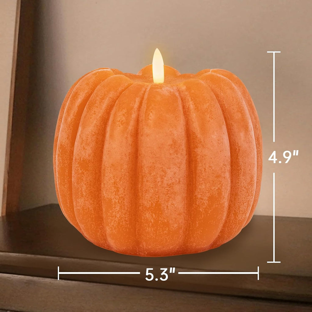 Fall Decorations - Flickering Flameless Wax Pumpkin LED Candle