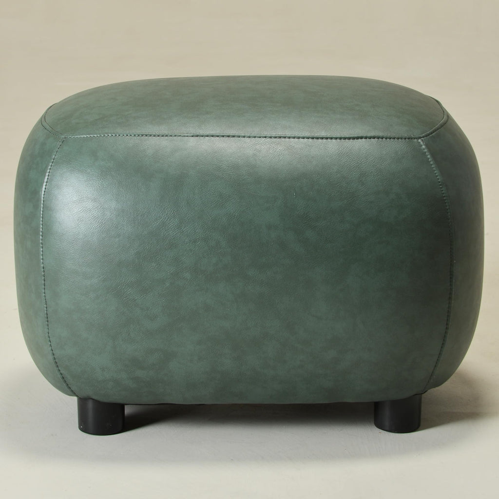 23" Wide Faux Leather Upholstered Ottoman Footrest, Green