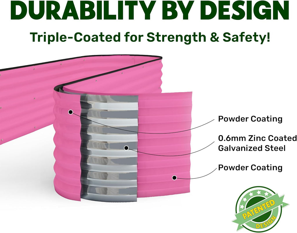 9-in-1 Galvanized Steel Raised Garden Bed // 8×2×1.5 ft Modular Planter for Gardening, Vegetables, Flowers // 18"