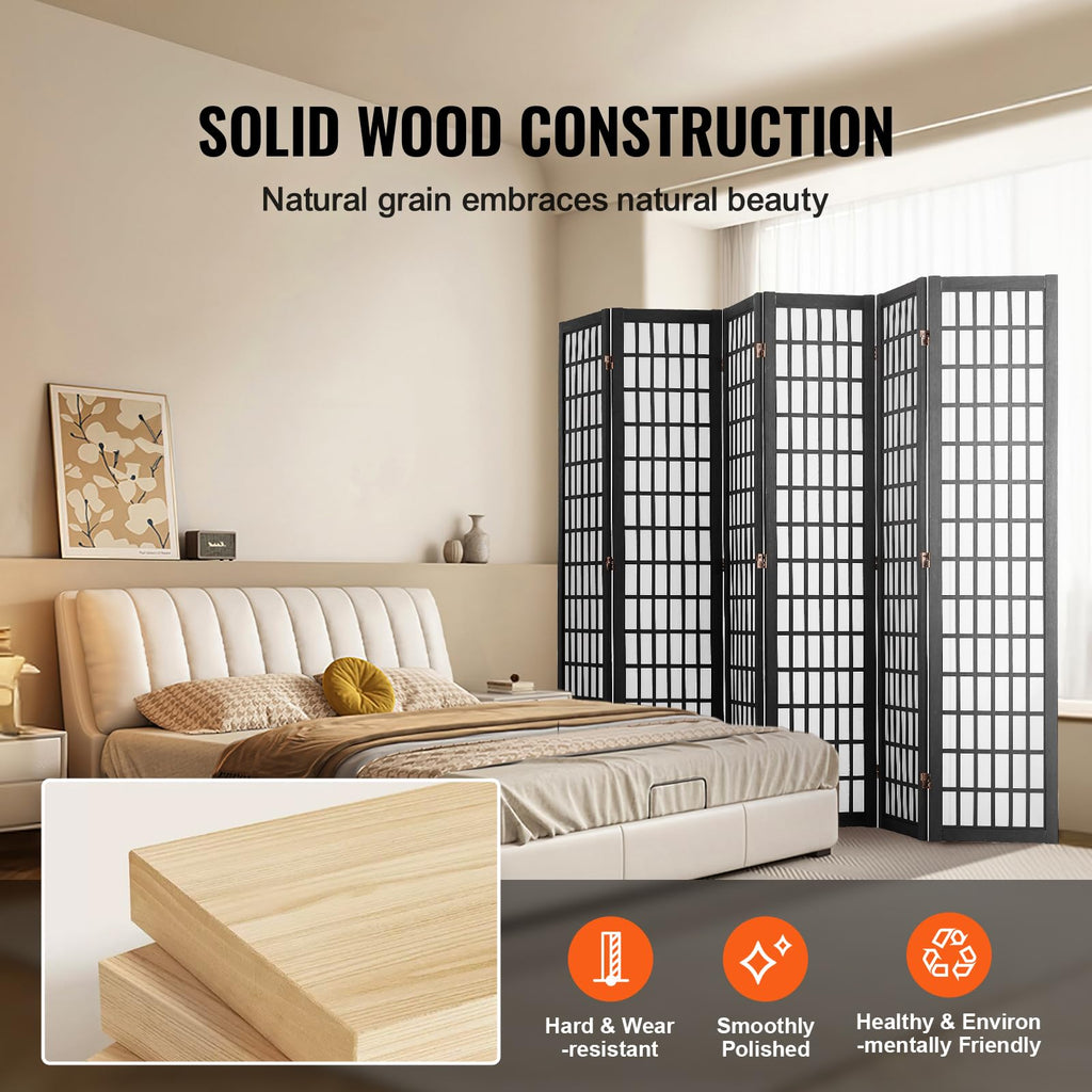 Room Divider, 6 Panel Japanese Room Divider, Folding Privacy Screen Indoor, Portable Partition Dividers and
