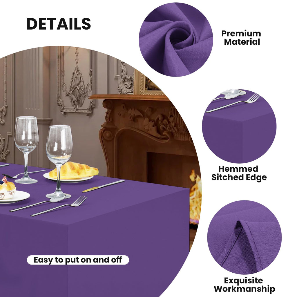 2 Pack Fitted Tablecloth for 4 Foot Rectangle 48 x 24 Inch Purple Table Covers Water Resistant Polyester Cloth for