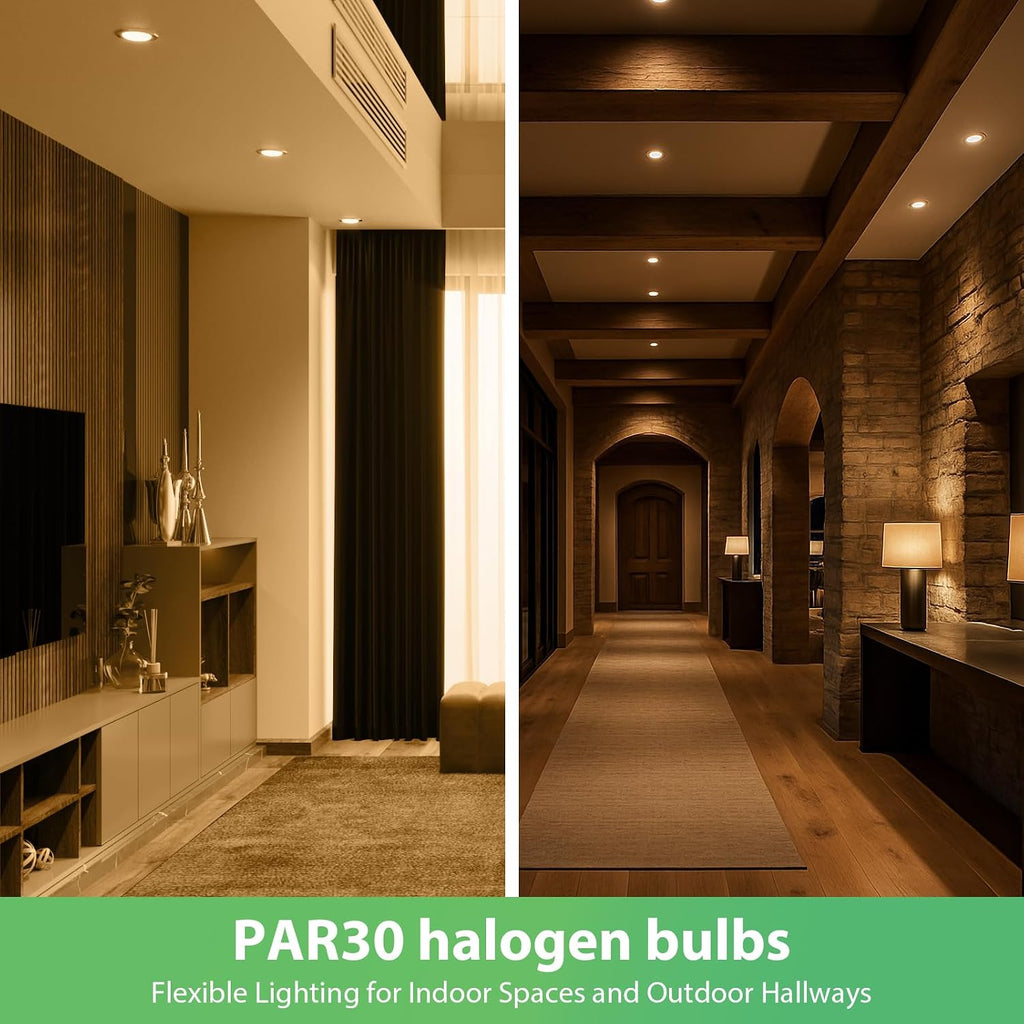PAR30 Halogen Flood Light Bulbs, 60W E26 800LM Short Neck, 6-Pack