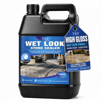 High Gloss Wet Look Stone Sealer, Clear Water-Based Color Enhancing Paver and for Outdoor Stone, Patio, Driveway