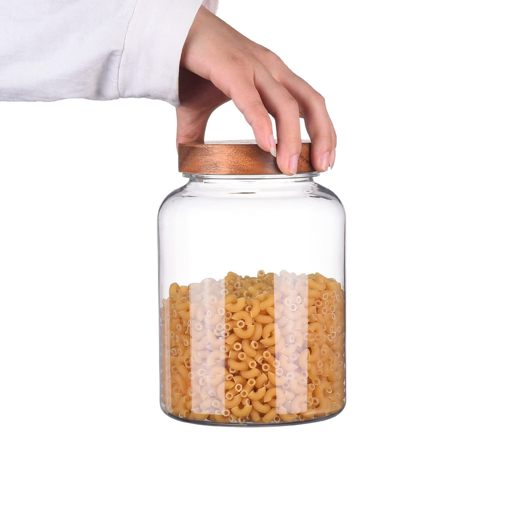 64 Fluid Ounces Unbreakable & Dishwasher Safe Plastic Apothecary Jar with Wooden Airtight Screw Top Lid, 0.5 Gallon