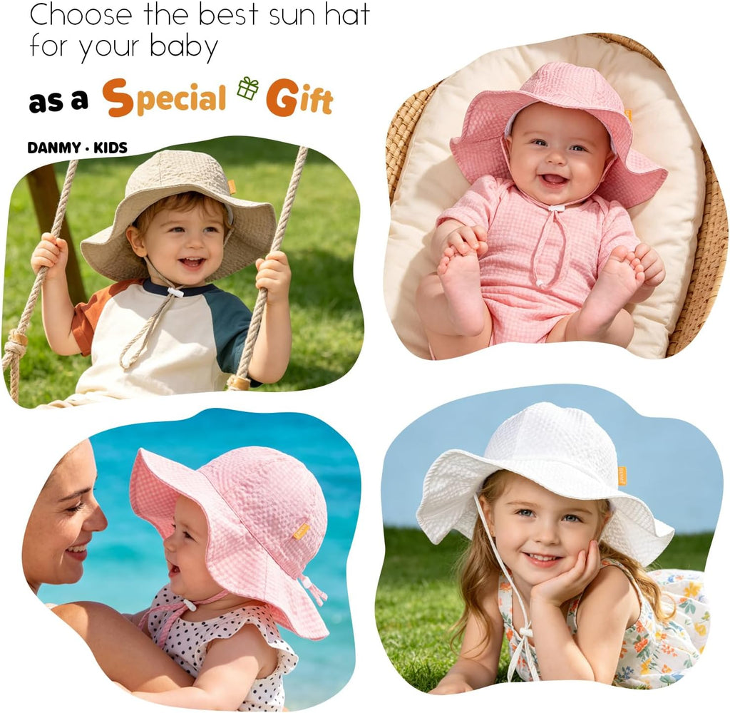 Baby Sun Hat Toddler Boy Girl Adjustable Outdoor Beach Hat Kids Wide Brim