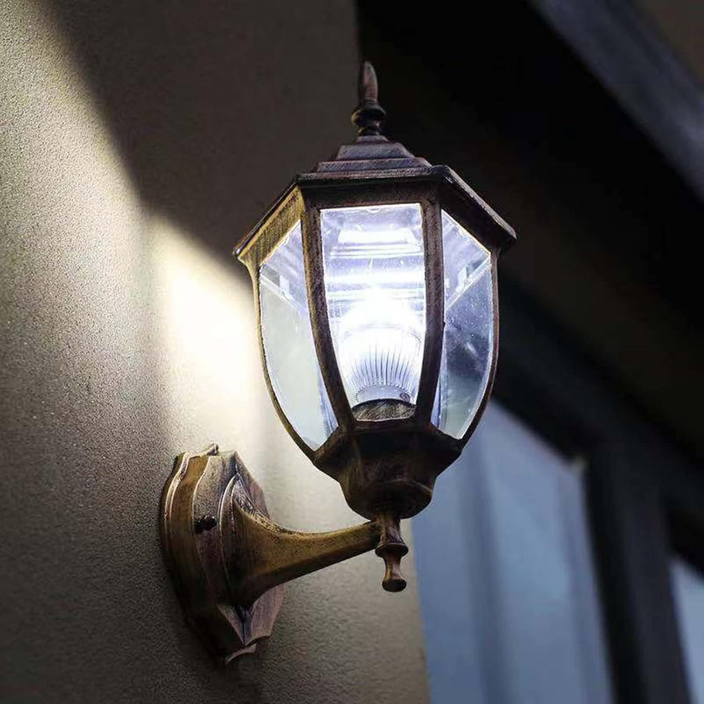 Outdoor Post Light, Vintage Hex Garden Wall Lamp Waterproof Outdoor Wall Light Corridor Courtyard Balcony Lamp for