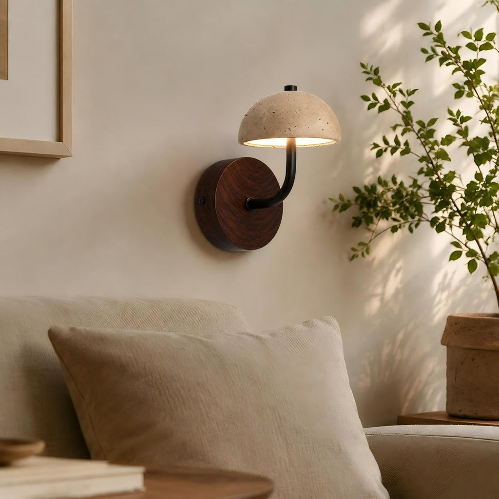 Wabi Sabi Yellow Travertine Wall Sconce Natural Stone Wall Lamp
