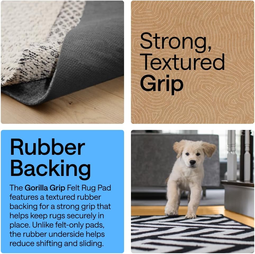 Felt Rug Pad for Hardwood Floors with Rubber Backing, 8x10 FT - Set of 80