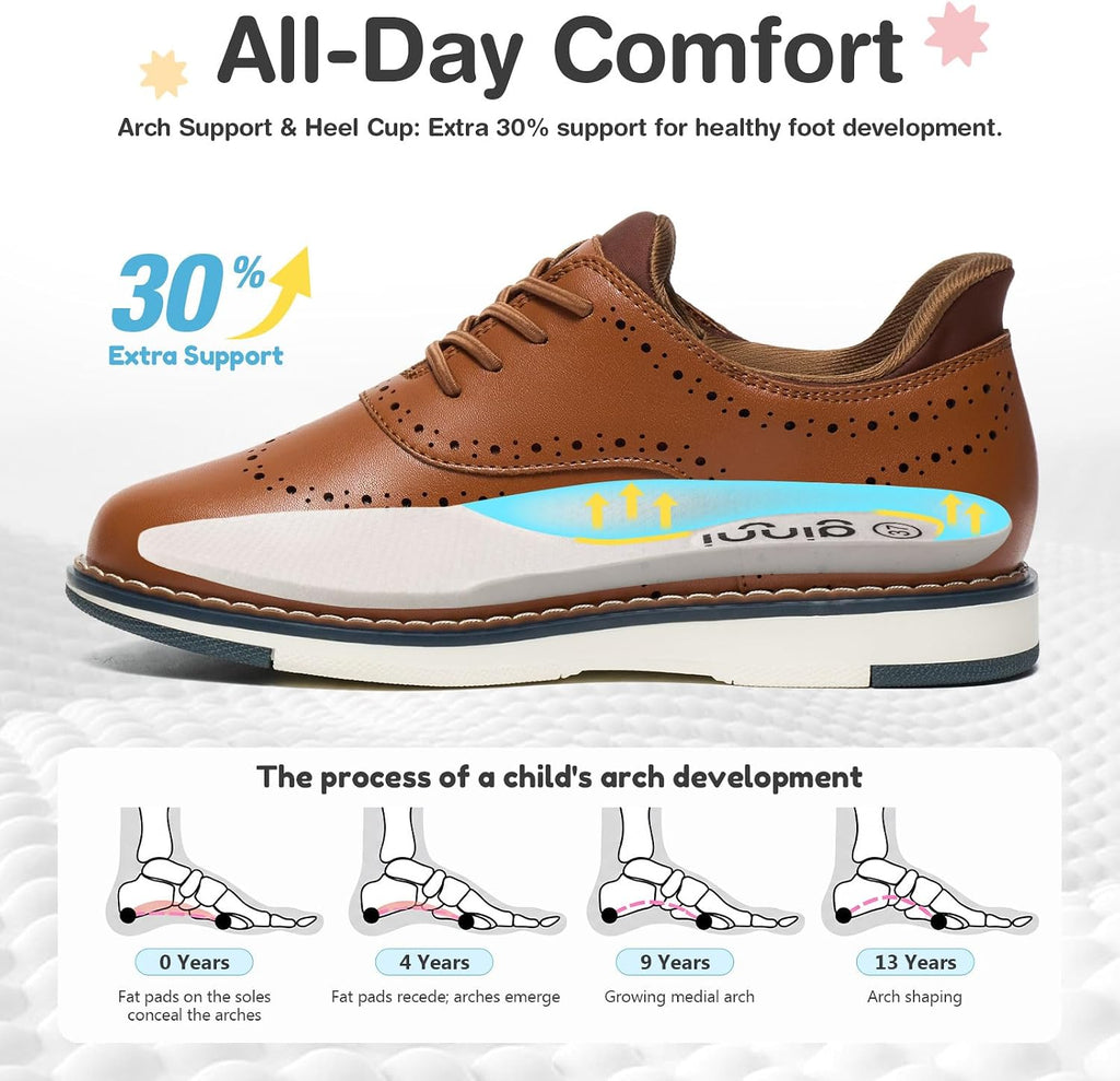 Boys Slip-On Dress Shoes, Kids Breathable Casual Oxford Sneakers