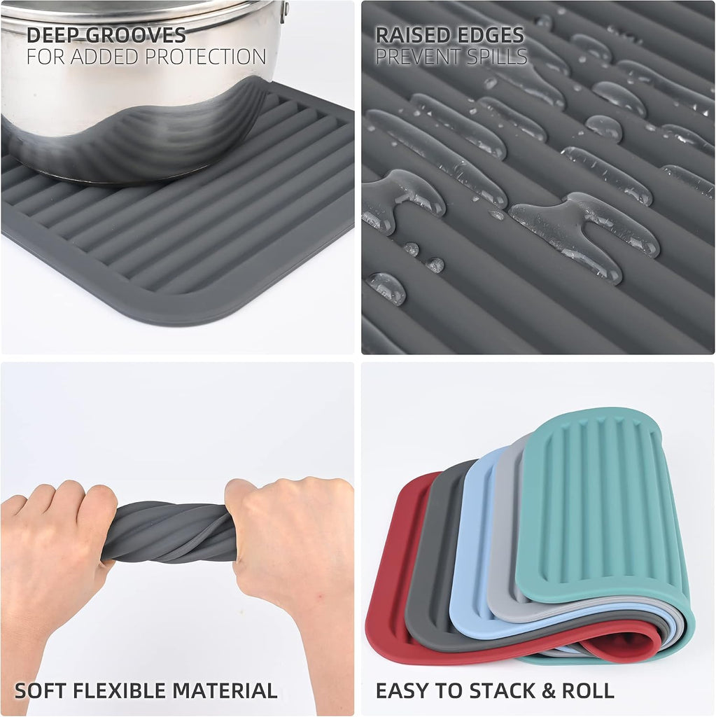 Silicone Trivet Mat for Hot Pots and Pans, Heat Resistant Silicone Mat, Multipurpose Trivets Mats, Flexible Durable
