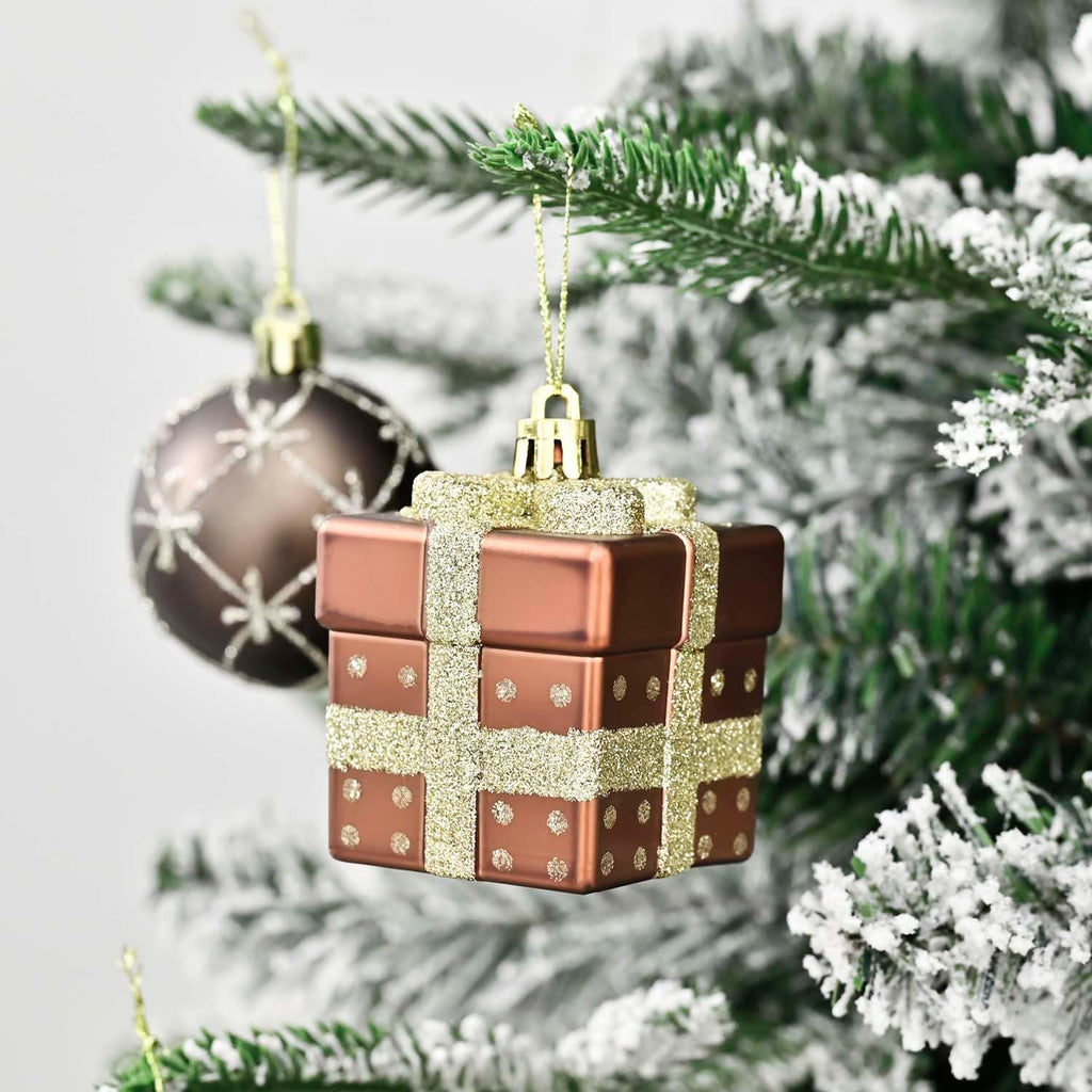 Christmas Ball Ornaments Set, 2.36 Inches Brown Gold Copper Assorted Xmas Tree Ball Ornaments, Shatterproof - Set of 38