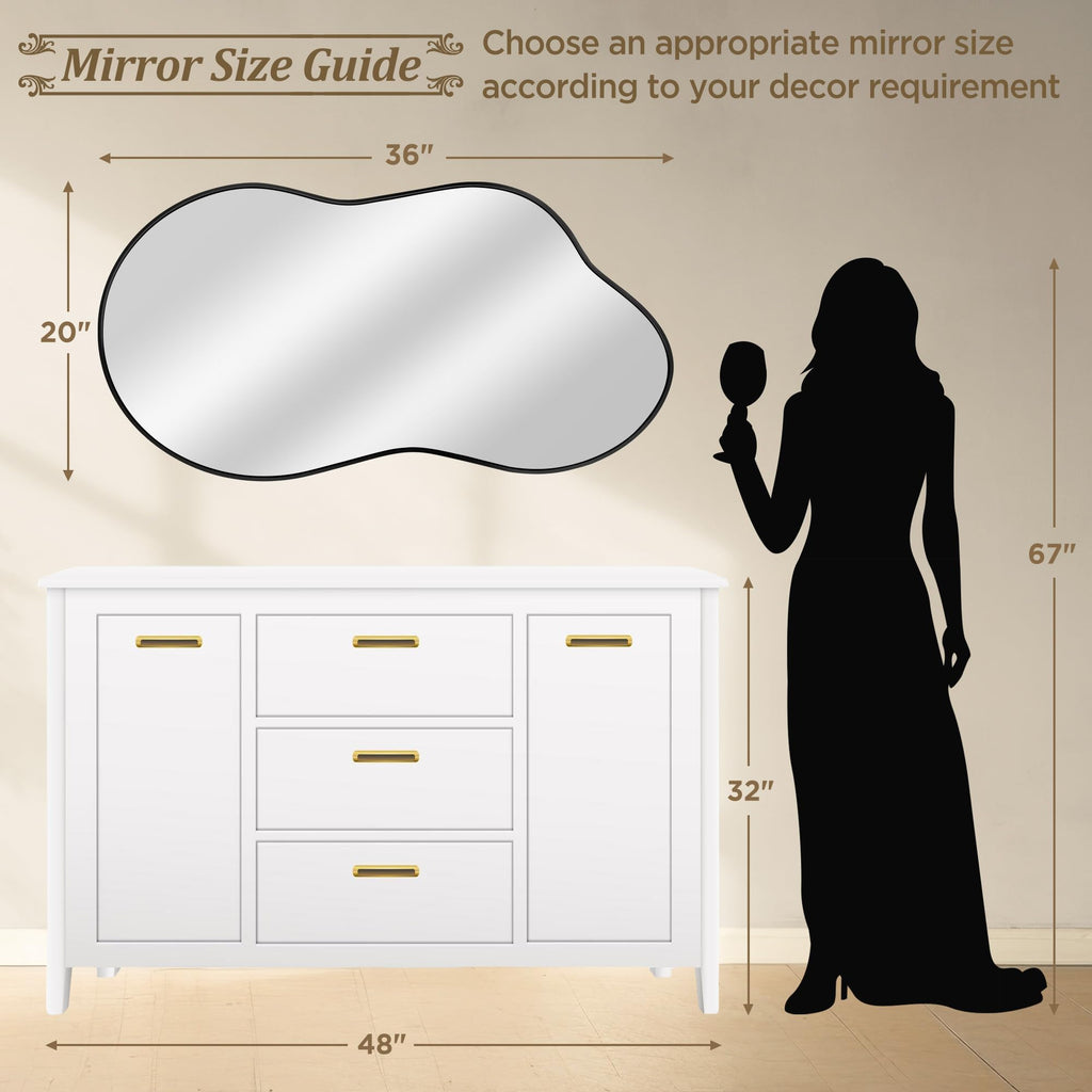 Bathroom Mirror for Over Sink-Black Home Decor Wall Mirror 20"x 36" Single