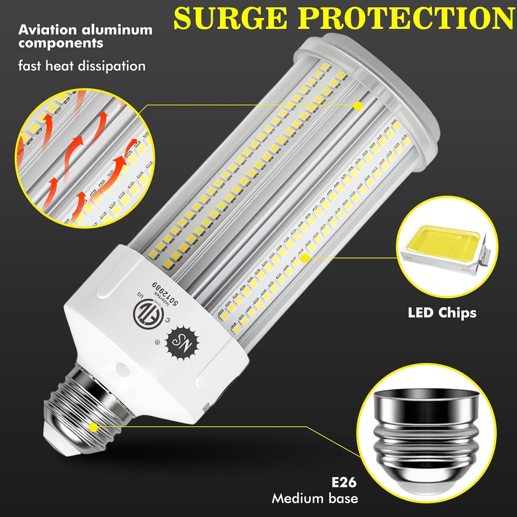 NS LED Corn Light Bulbs 9000 Lumens Super Bright (600W Equivalent), A19 60W E26 5000K Daylight, Energy Saving 90%